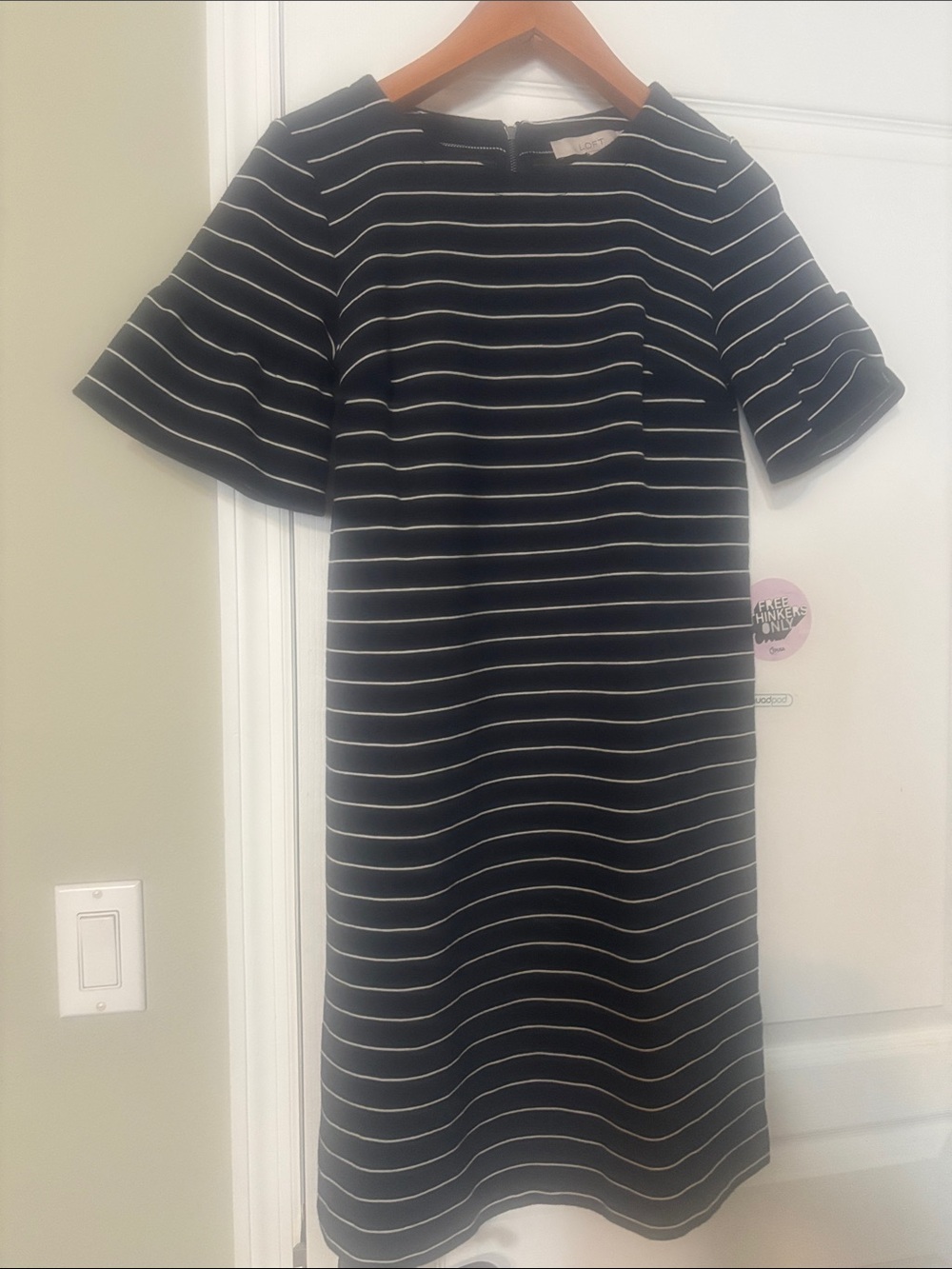 LOFT Black and White Striped Mini Dress